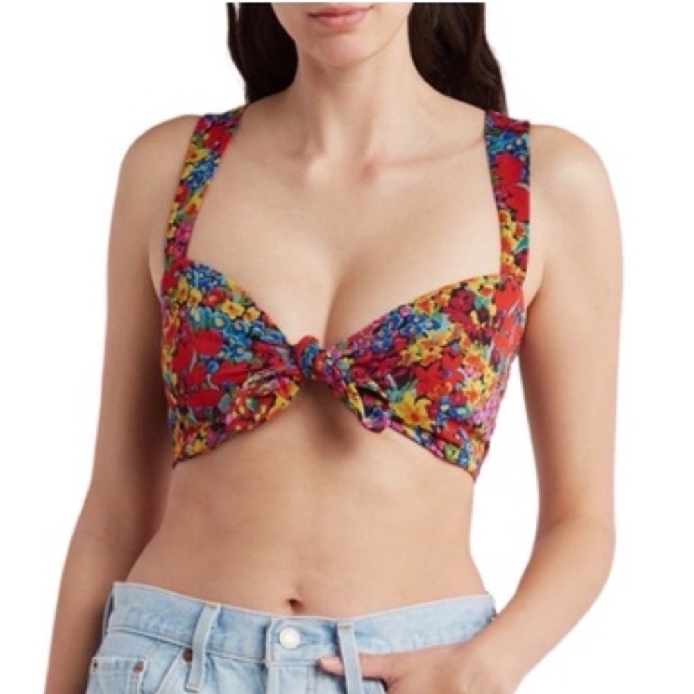 Show Me Your Mumu Kaden Crop Top Garden‎ Glo Floral Smocked Tie Front Med NWT(C)
